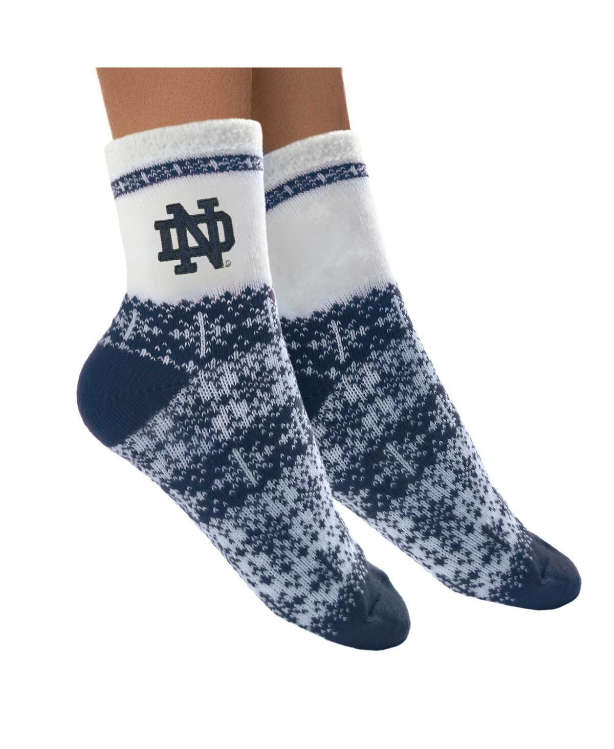 Womens ZooZatz Notre Dame Fighting Irish Fuzzy Holiday Crew Socks, Blue Product Image