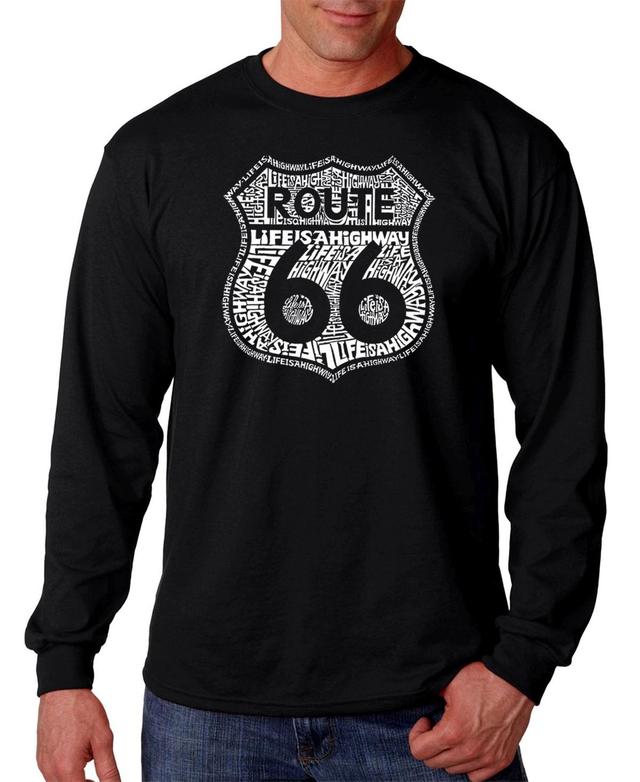 La Pop Art Mens Route 66 - Life is a Highway Word Art Long Sleeve T-shirt Product Image