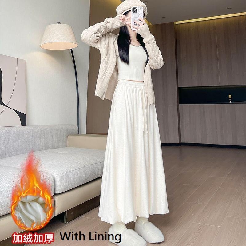 High Rise Plain Maxi A-Line Skirt Product Image