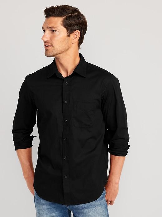 Old Navy Regular-Fit Built-In Flex Everyday Shirt for Men - Black Jack - male - Size: M Product Image