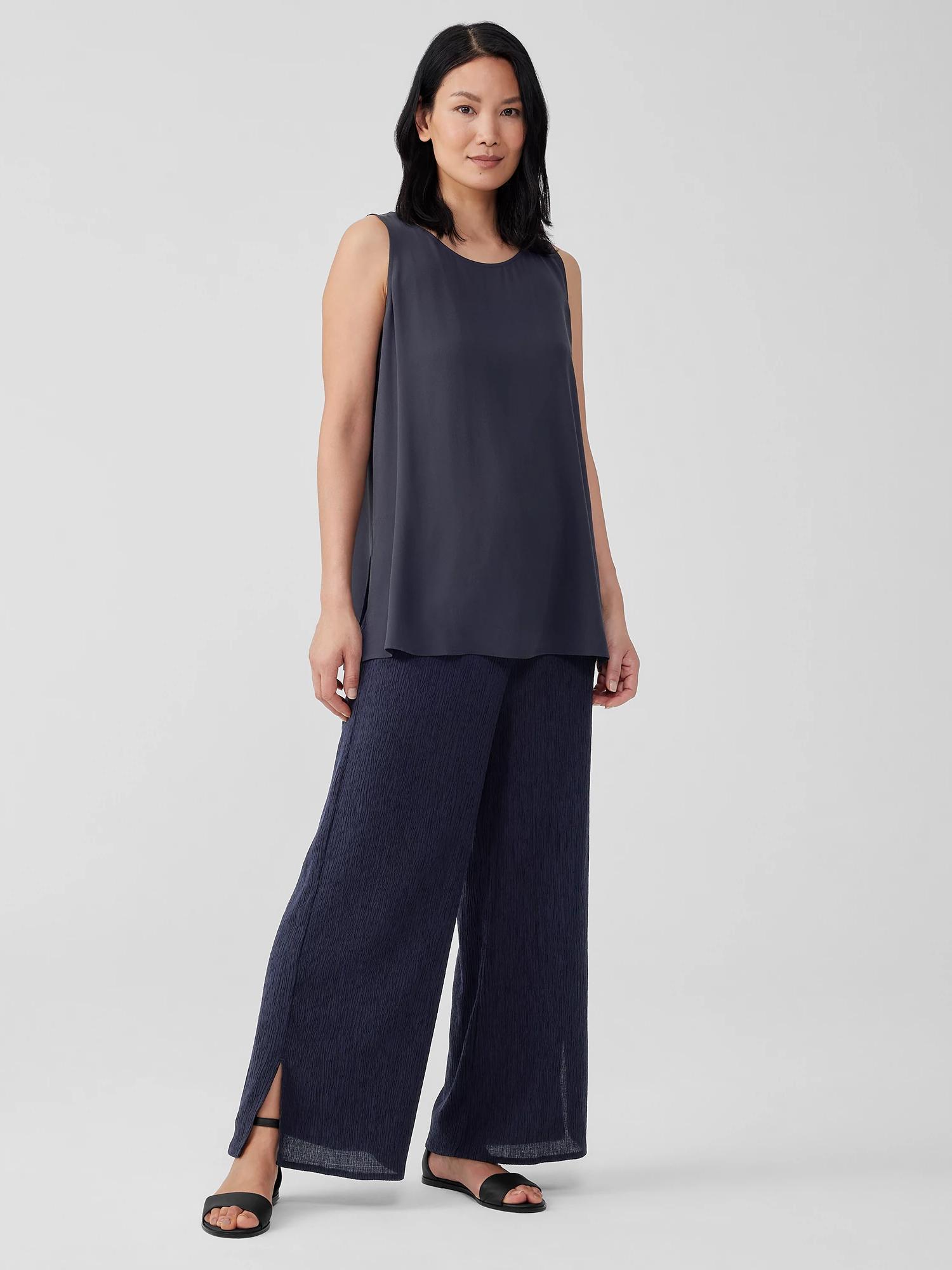 EILEEN FISHER Woven Plissé Wide-Leg Pantfemale Product Image