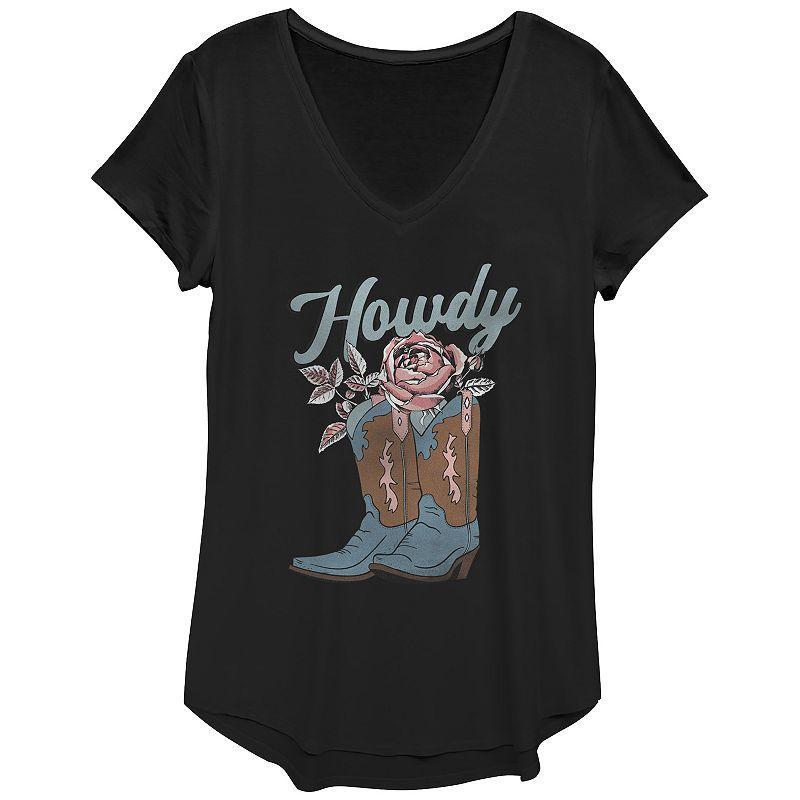 Womens Howdy Boots Rose Graphic Tee, Girls Product Image