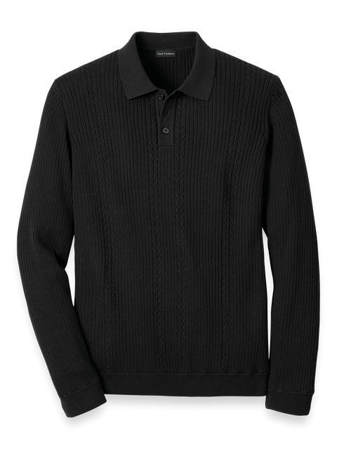 Cotton Three Button Polo - Black Product Image