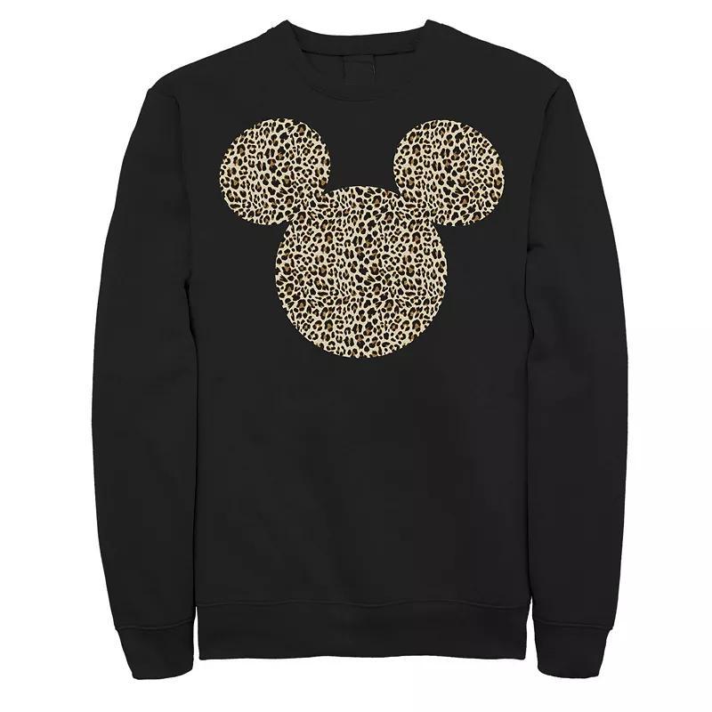 Mens Disney Mickey Mouse Cheetah Print Silhouette Fill Sweatshirt Black Product Image