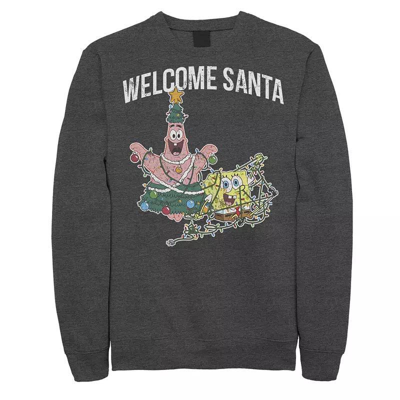 Mens Nickelodeon Spongebob Squarepants Patrick Star Welcome Santa Christmas Graphic Fleece Pullover Blue Product Image