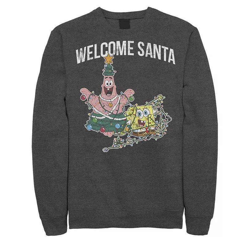 Mens Nickelodeon Spongebob Squarepants Patrick Star Welcome Santa Christmas Graphic Fleece Pullover Blue Product Image