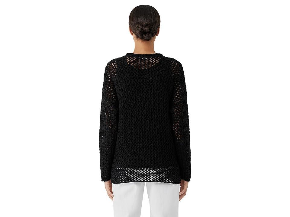 Eileen Fisher Cotton Crewneck Mesh Sweater Product Image