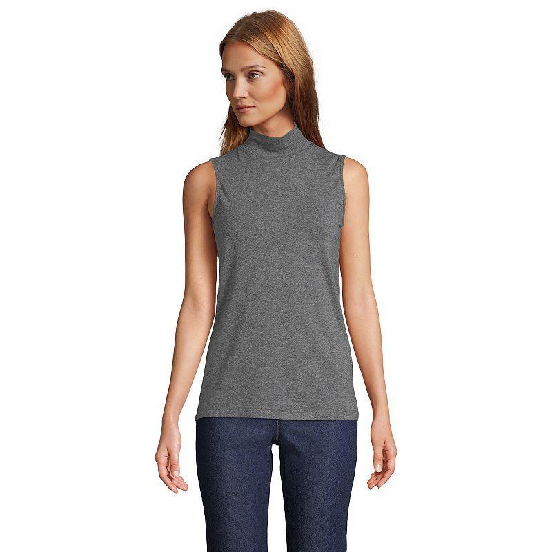 Lands End Womens Lightweight Jersey Skimming Sleeveless Mock Neck Product Image