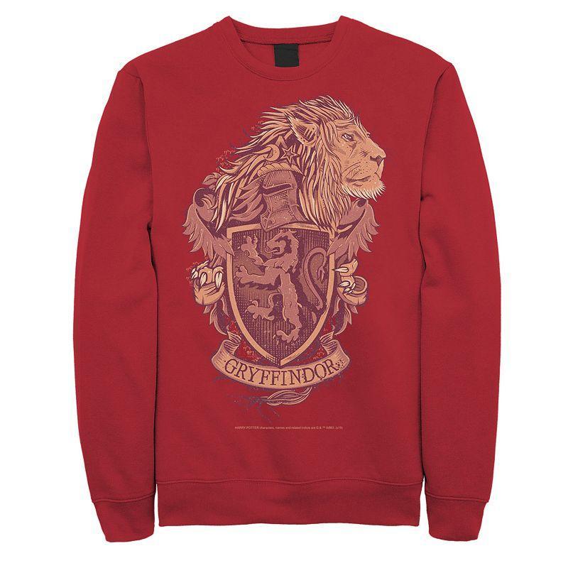 Mens Harry Potter Gryffindor Detailed Crest Fleece Graphic Pullover Product Image