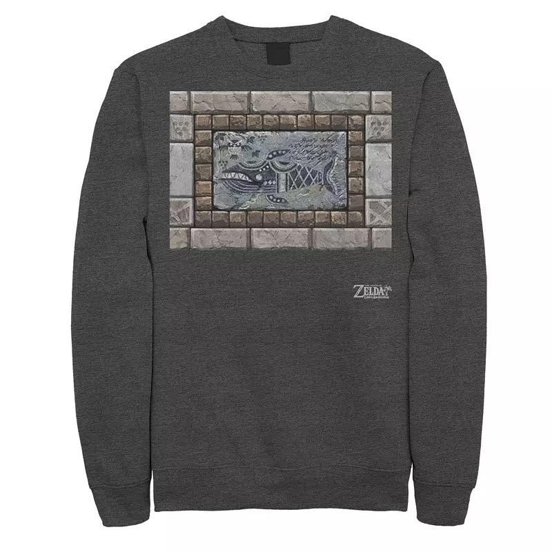 Mens Nintendo Legend Of Zelda Links Awakening Whale Stone Frame Portrait Fleece Grey Heather Product Image