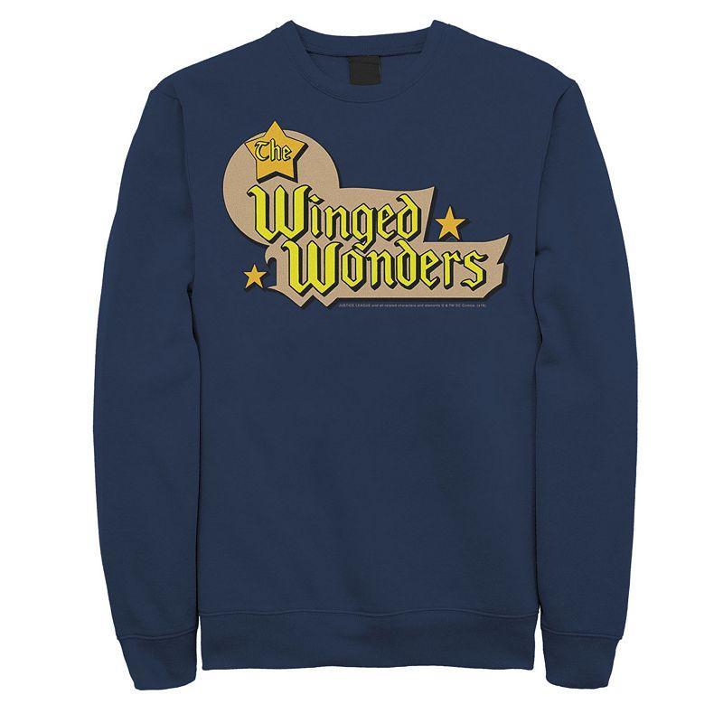 Mens DC Comics The Winged Wonders Text Logo Sweatshirt Blue Product Image