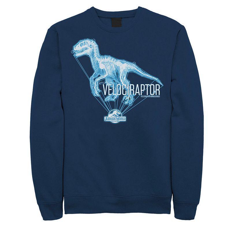 Mens Jurassic World Velociraptor Hologram Title Logo Sweatshirt Blue Product Image