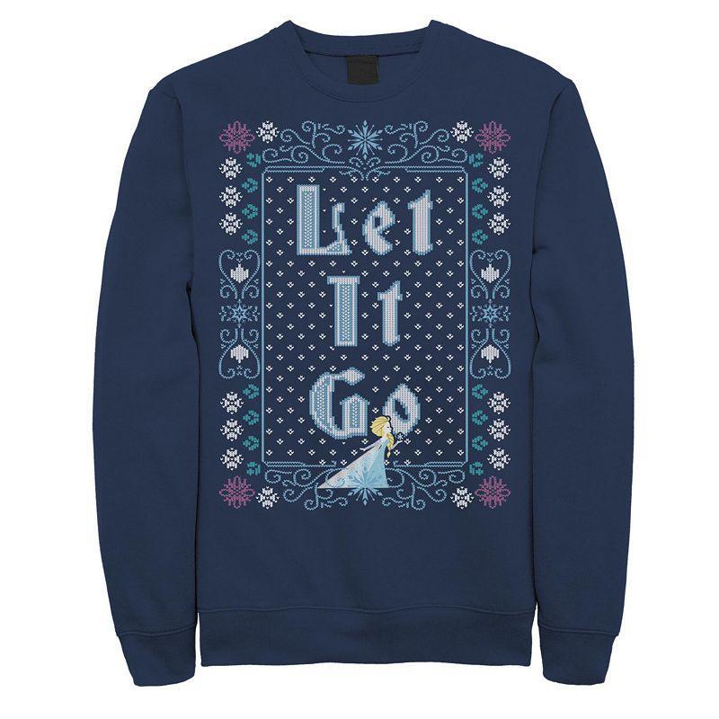 Mens Frozen Elsa Let It Go Ugly Christmas Sweater Fleece Blue Product Image