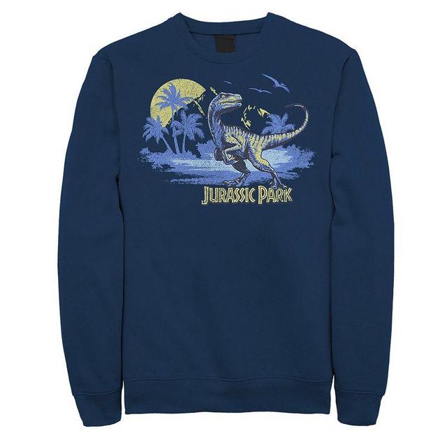 Mens Jurassic Park Raptor Distressed Portrait Sweatshirt Blue Product Image