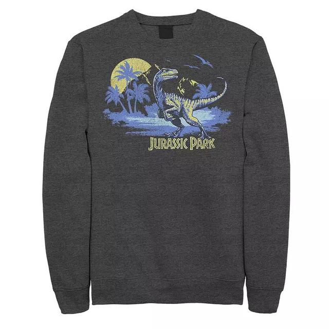 Mens Jurassic Park Raptor Distressed Portrait Sweatshirt Grey Heather Product Image