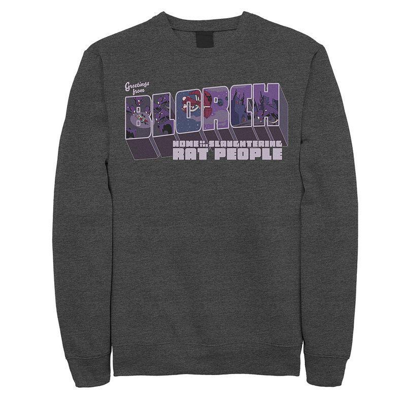 Mens Invader Zim Greetings From Blorch Graphic Fleece Pullover Grey Heather Product Image