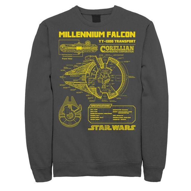 Mens Star Wars Gold Millennium Falcon Schematics Sweatshirt Grey Heather Product Image