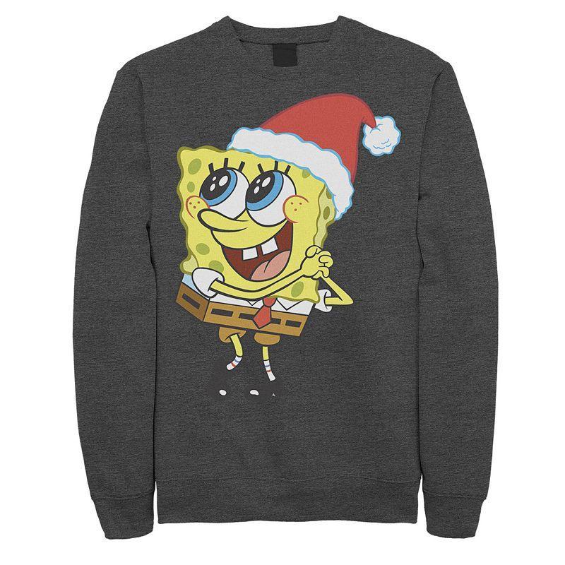 Mens Nickelodeon SpongeBob SquarePants Santa Hat Sweatshirt Product Image