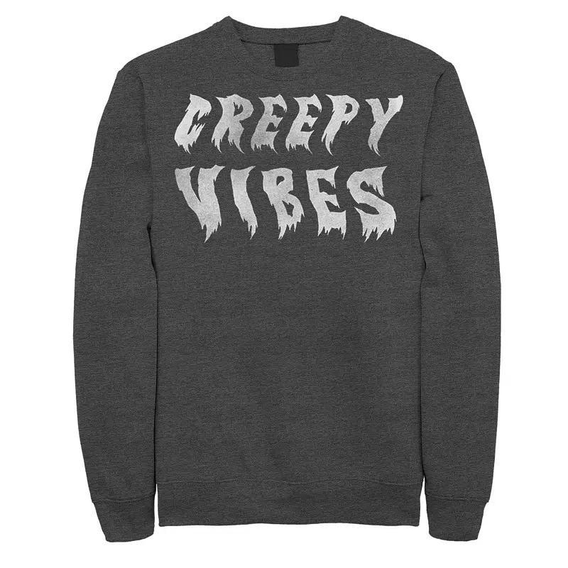 Mens Creepy Vibes Spooky Halloween Sweatshirt, Mens Grey Heather Product Image