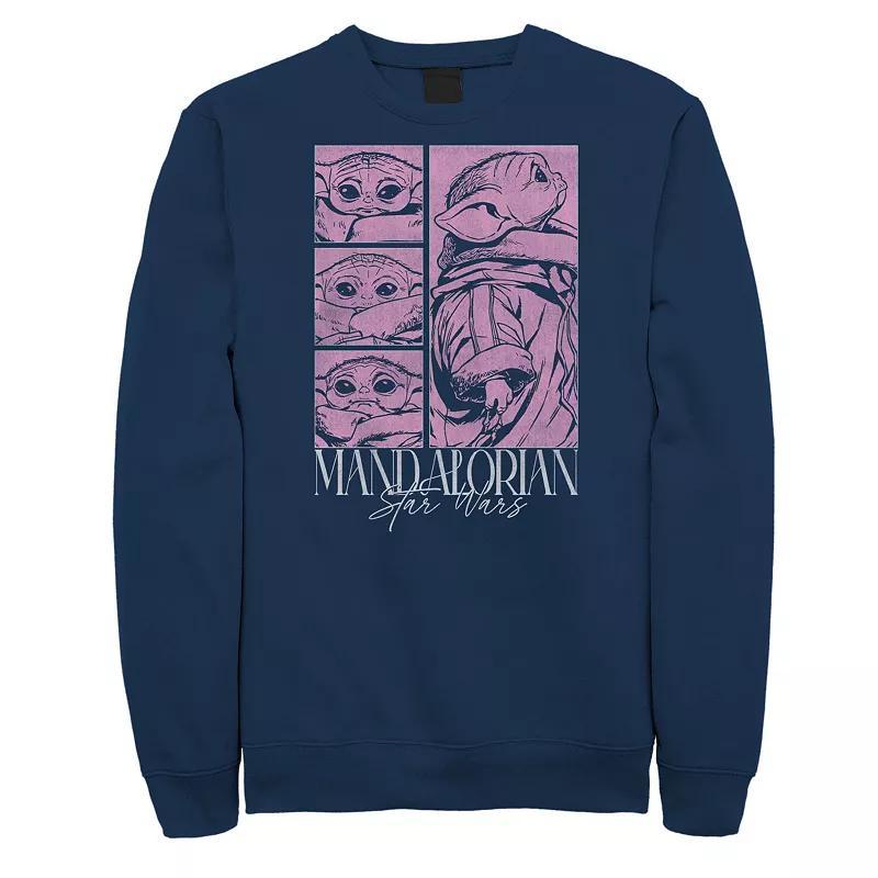 Big & Tall Star Wars The Mandalorian Grogu Pink Panels Fleece Sweatshirt, Mens Blue Product Image