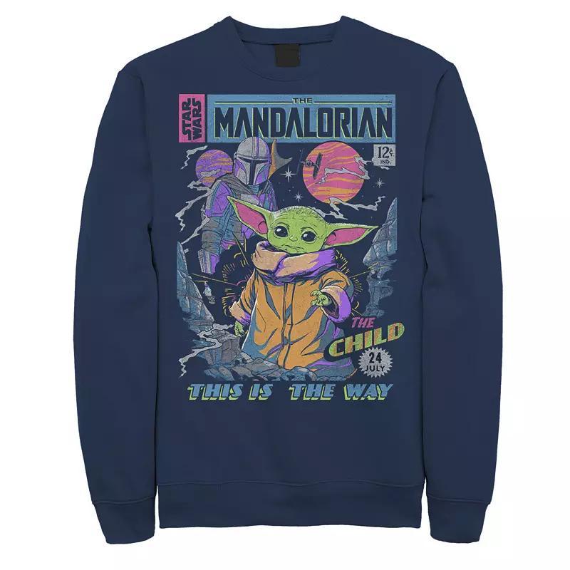 Mens Star Wars The Mandalorian The Child Comic Sweatshirt Blue Product Image