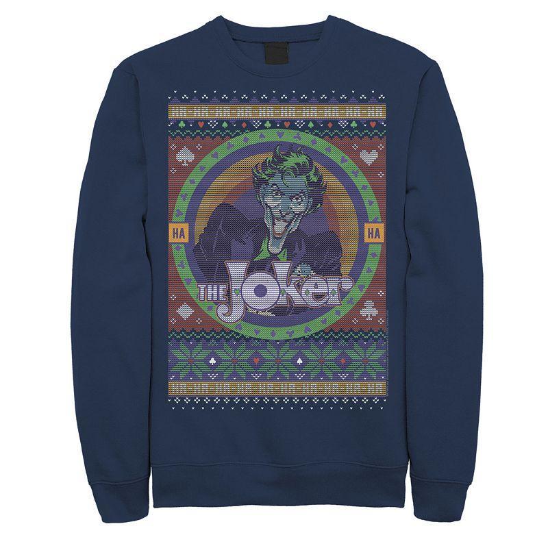 Mens DC Comics Batman The Joker Retro Knit Style Fleece Blue Product Image