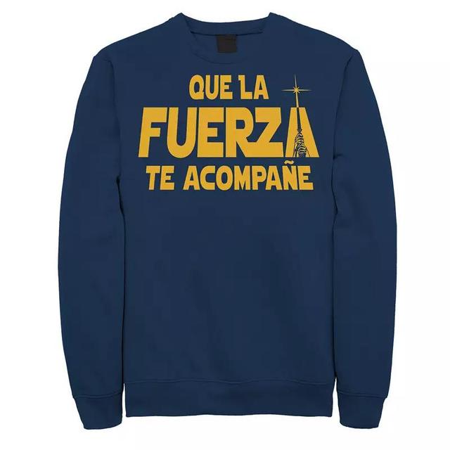 Mens Star Wars Que La Fuerza Te Acompane Yellow Text Sweatshirt Blue Product Image