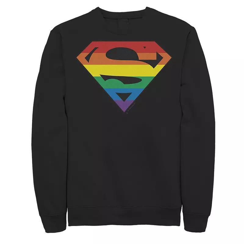 Mens Superman Rainbow Striped Chest Logo Sweatshirt Product Image