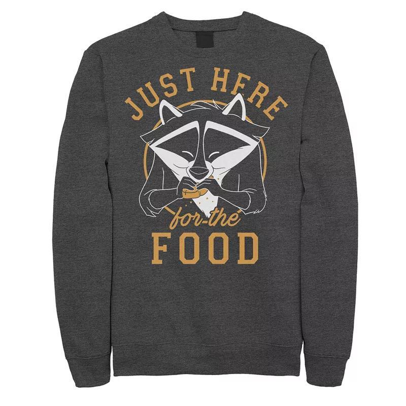 Disneys Pocahontas Meeko Mens Just Here For The Food Portrait Sweatshirt Grey Heather Product Image