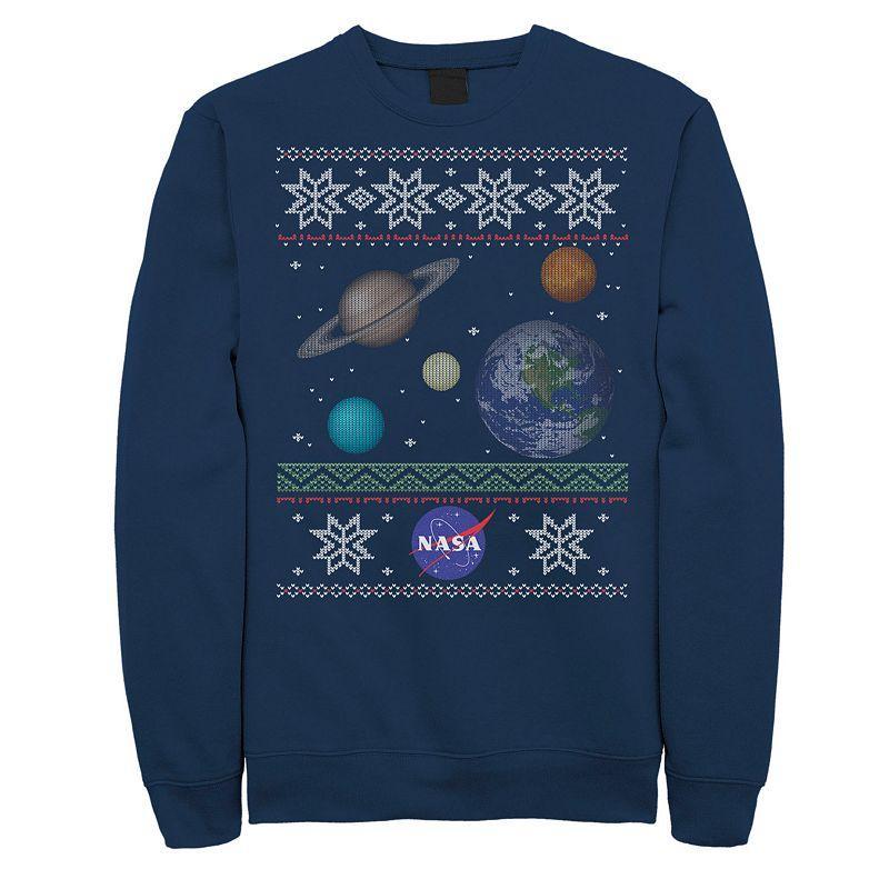 Mens NASA Solar System Christmas Sweatshirt Blue Product Image