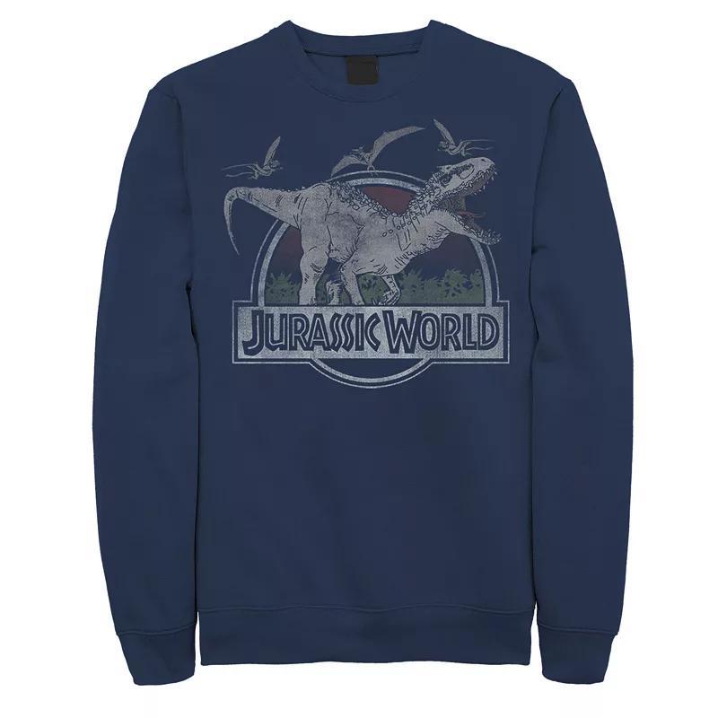 Mens Jurassic Park Neon Gradient Scene Sweatshirt Blue Product Image