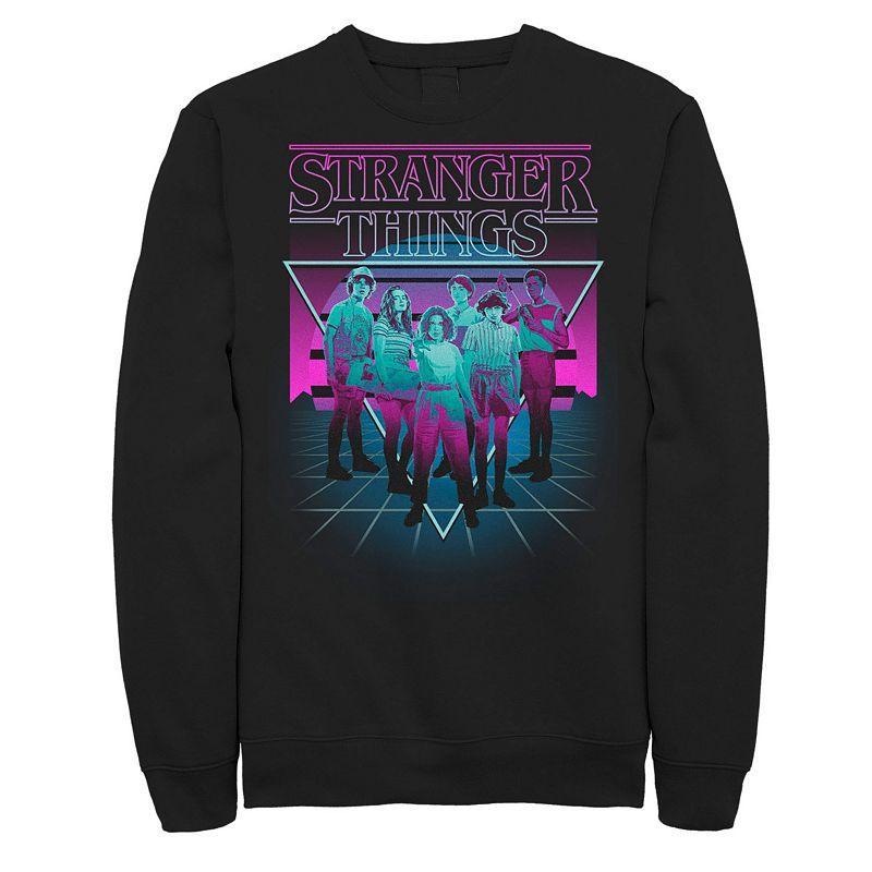 Mens Stranger Things Group Shot Neon Triangle Sweatshirt Product Image