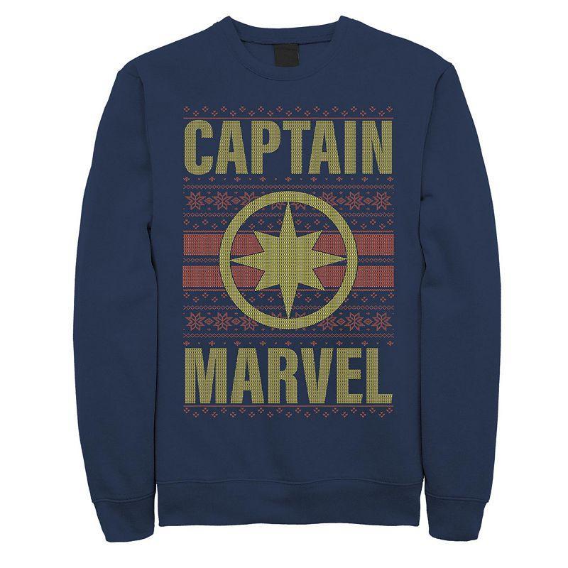 Mens Captain Marvel Symbol Christmas Fleece Blue Product Image