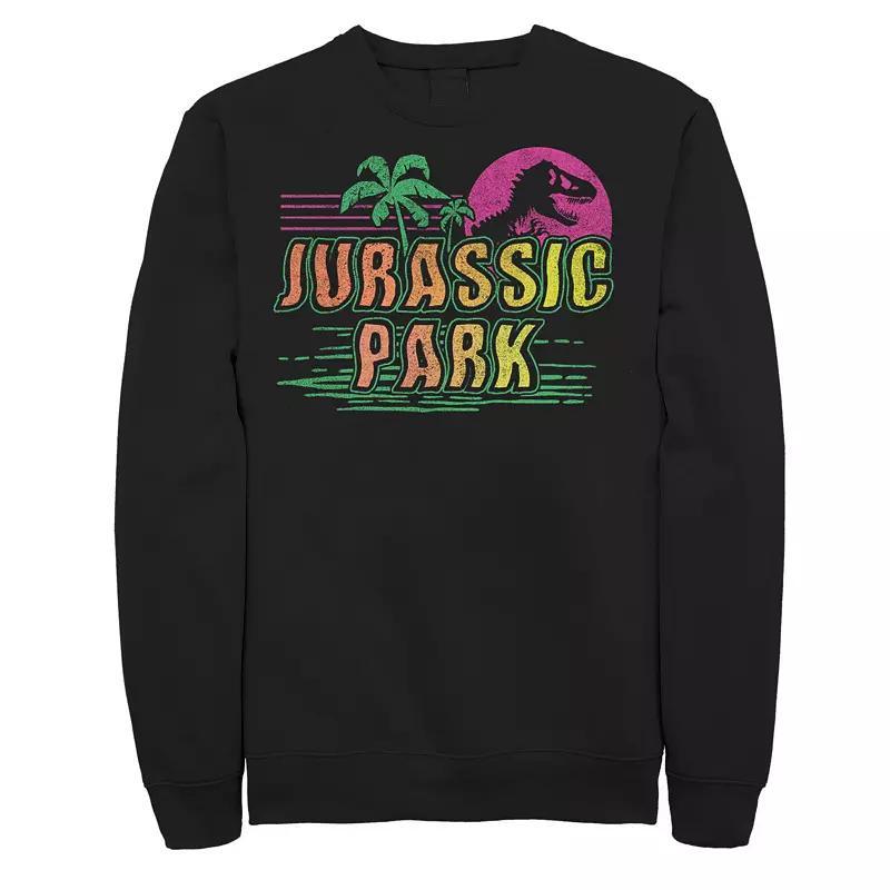 Mens Jurassic Park Neon Gradient Scene Sweatshirt Blue Product Image