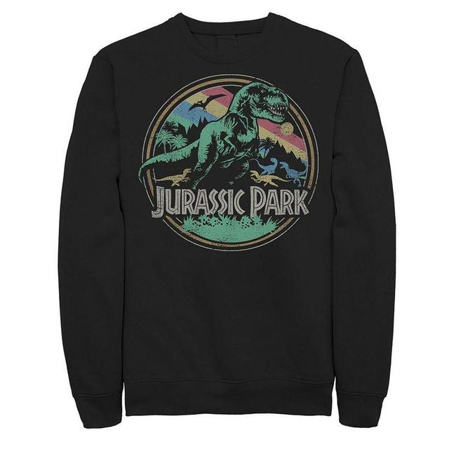 Mens Jurassic Park T-Rex Distressed Retro Logo Sweatshirt Dark Grey Product Image