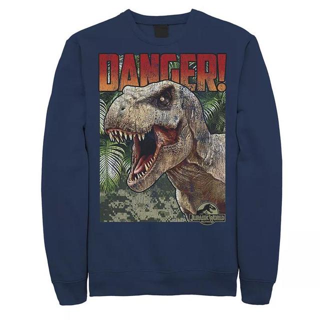 Mens Jurassic World Danger T-Rex Retro Poster Fleece Pullover Product Image