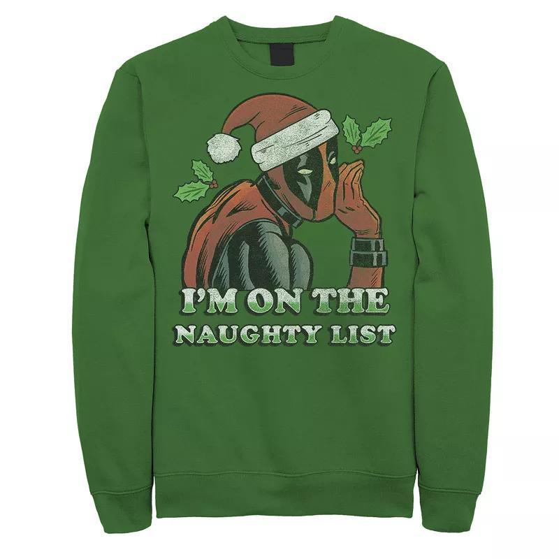 Mens Marvel Deadpool Santa Secret Naughty List Holiday Sweatshirt Product Image