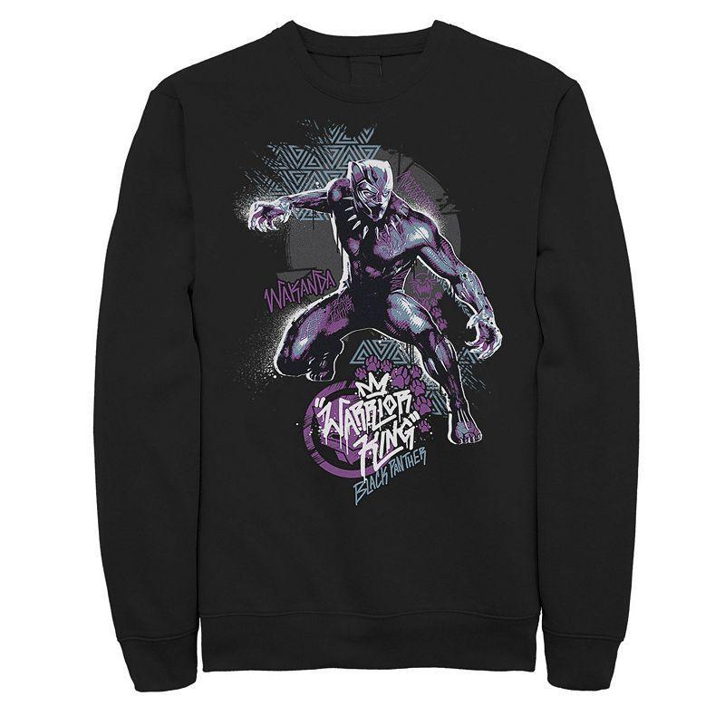 Mens Marvel Panther Movie Warrior King Graffiti Pop Graphic Fleece Pullover Product Image