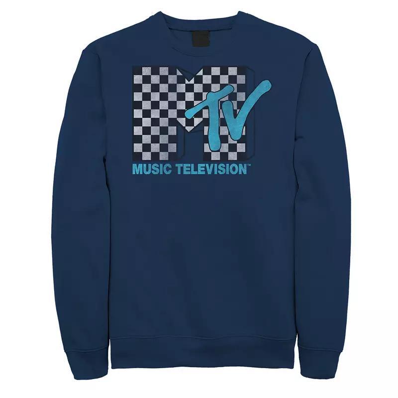 Big & Tall MTV Music Television Checkered Logo Graphic Fleece, Mens Blue Product Image