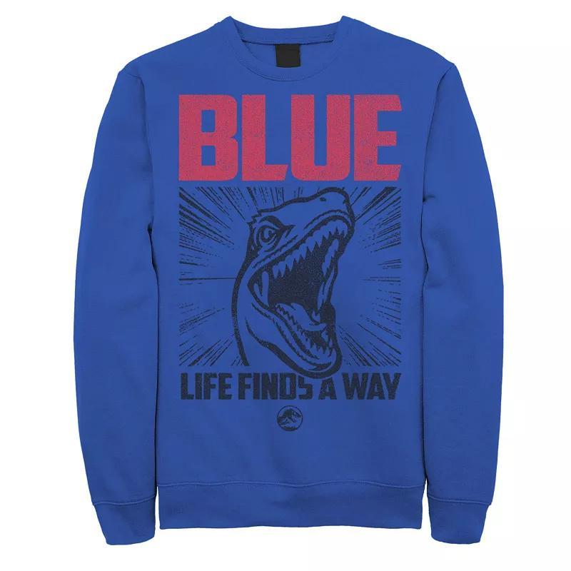 Mens Jurassic World Blue Raptor Life Finds A Way Poster Sweatshirt Product Image