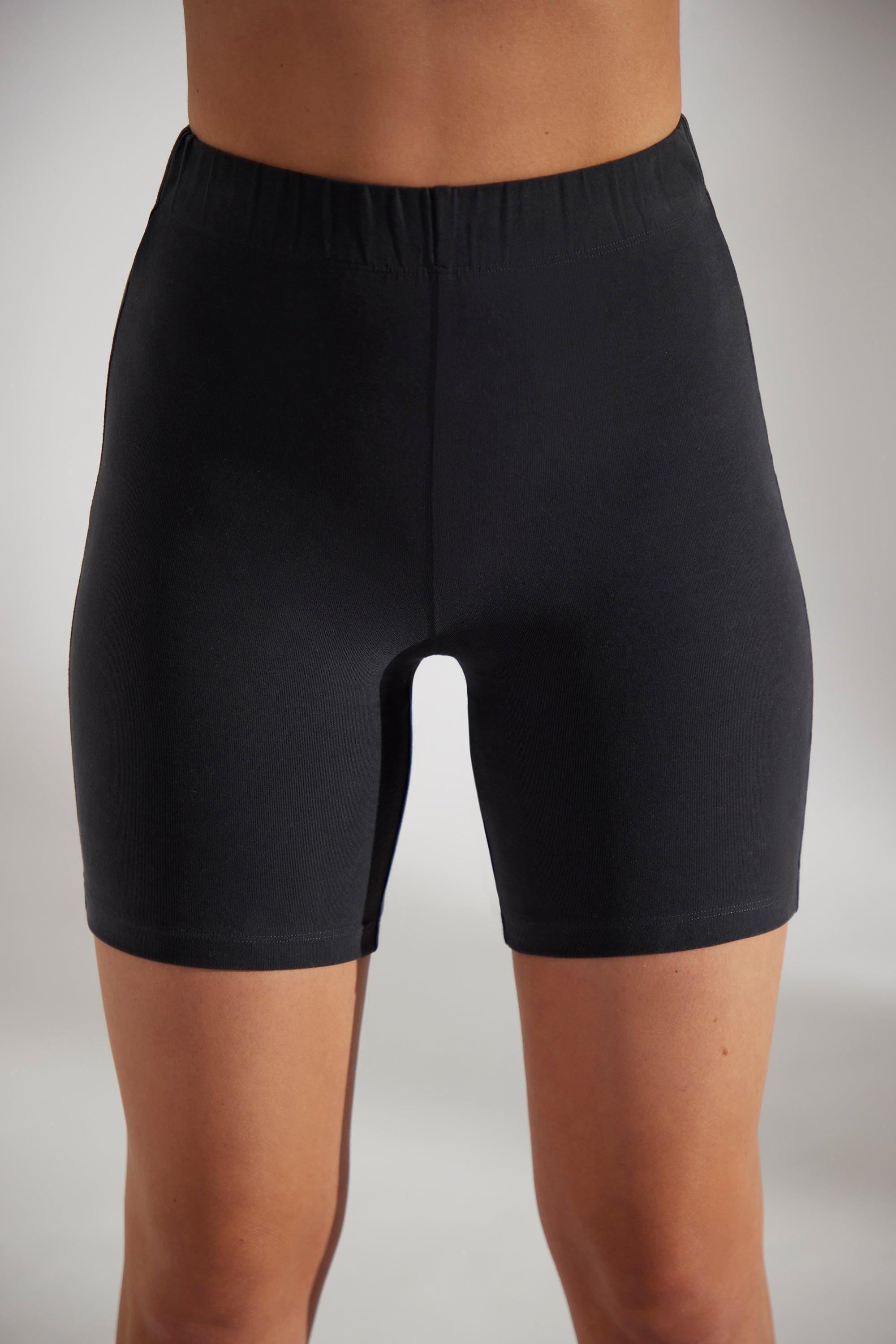 Soft Cotton Biker Shorts in Washed Black Female Product Image