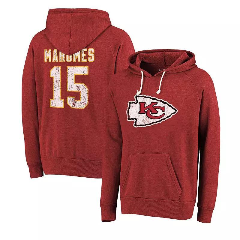 Mens Majestic Threads Patrick Mahomes Kansas City Chiefs Name & Number Tri-Blend Pullover Hoodie Product Image