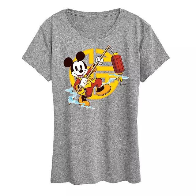 Disneys Mickey Mouse Womens Year Of The Dragon Graphic Tee Grey Gray Product Image