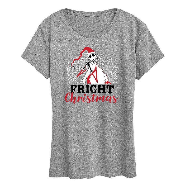 Disneys Nightmare Before Christmas Womens Fright Graphic Tee, Girls Grey Gray Product Image