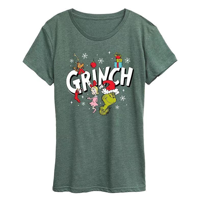 Womens Dr. Seuss Grinch Group Graphic Tee Grey Royal Blue Product Image