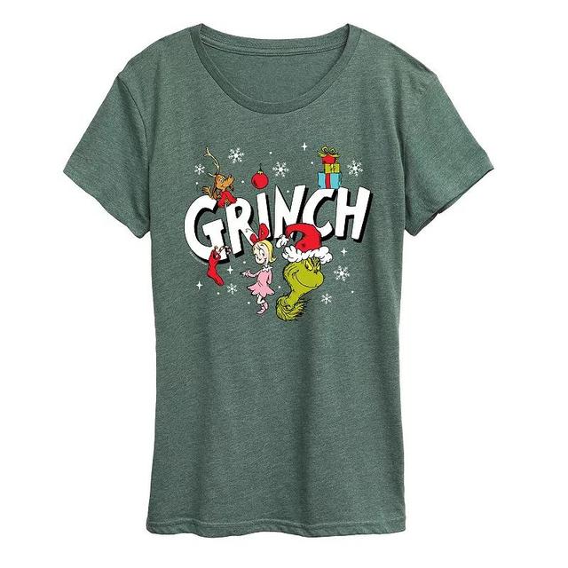 Womens Dr. Seuss Grinch Group Graphic Tee Grey Royal Blue Product Image