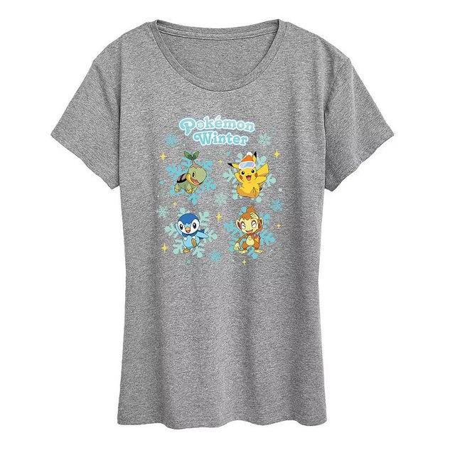 Womens Pokemon Winter Characters Tee Grey Gray Product Image