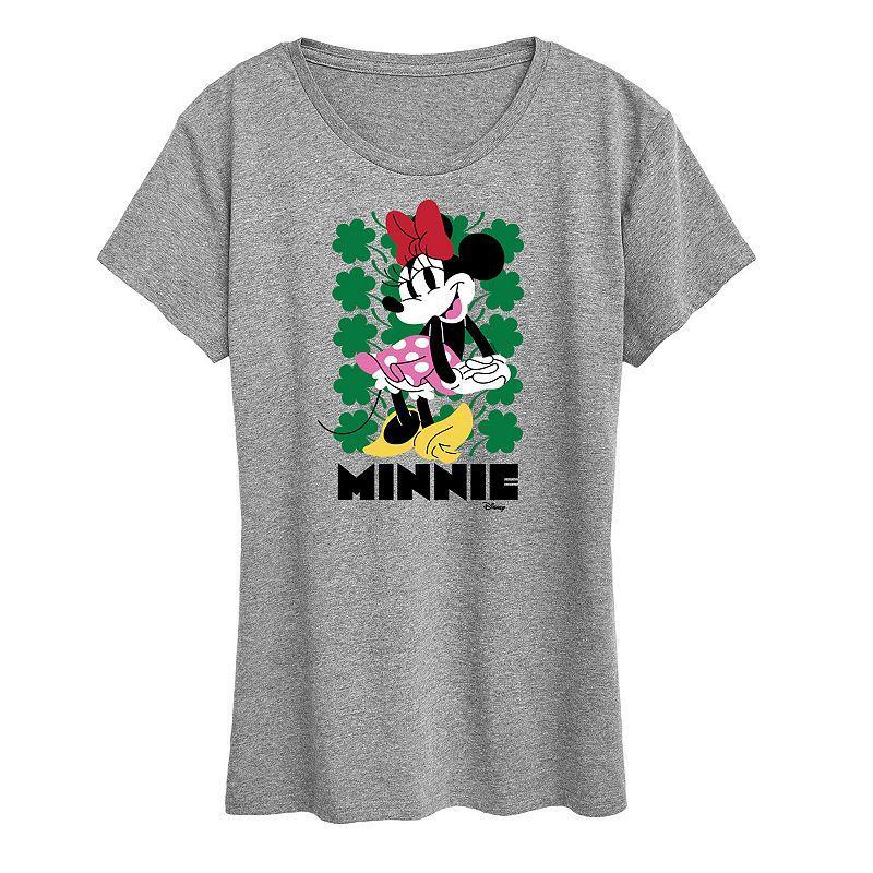 Disneys Minnie Mouse Womens Clover Grid Graphic Tee Med Grey Product Image