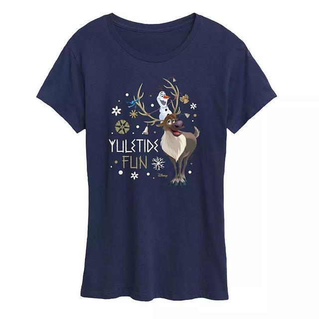 Disneys Frozen 2 Womens Yuletide Fun Graphic Tee, Girls Blue Product Image