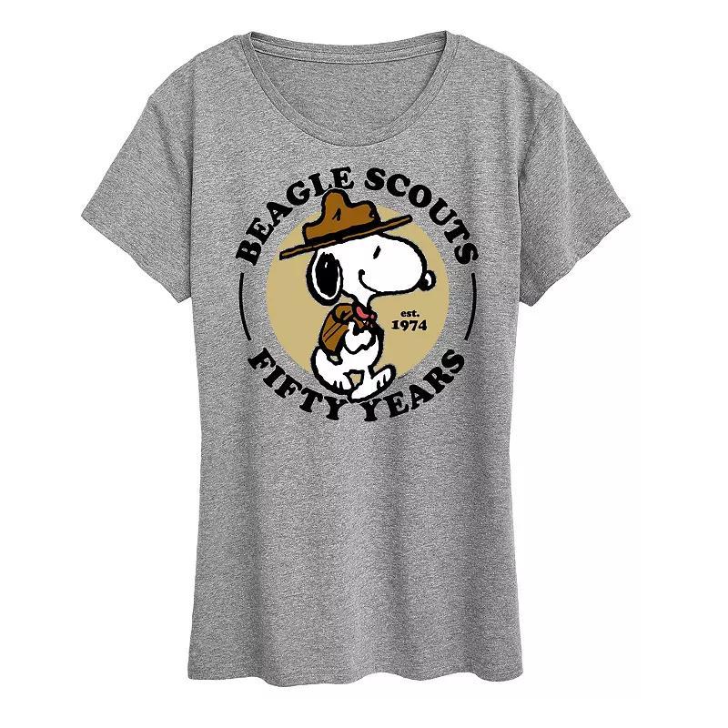 Womens Peanuts Snoopy Beagle Scout Graphic Tee Grey Gray Product Image